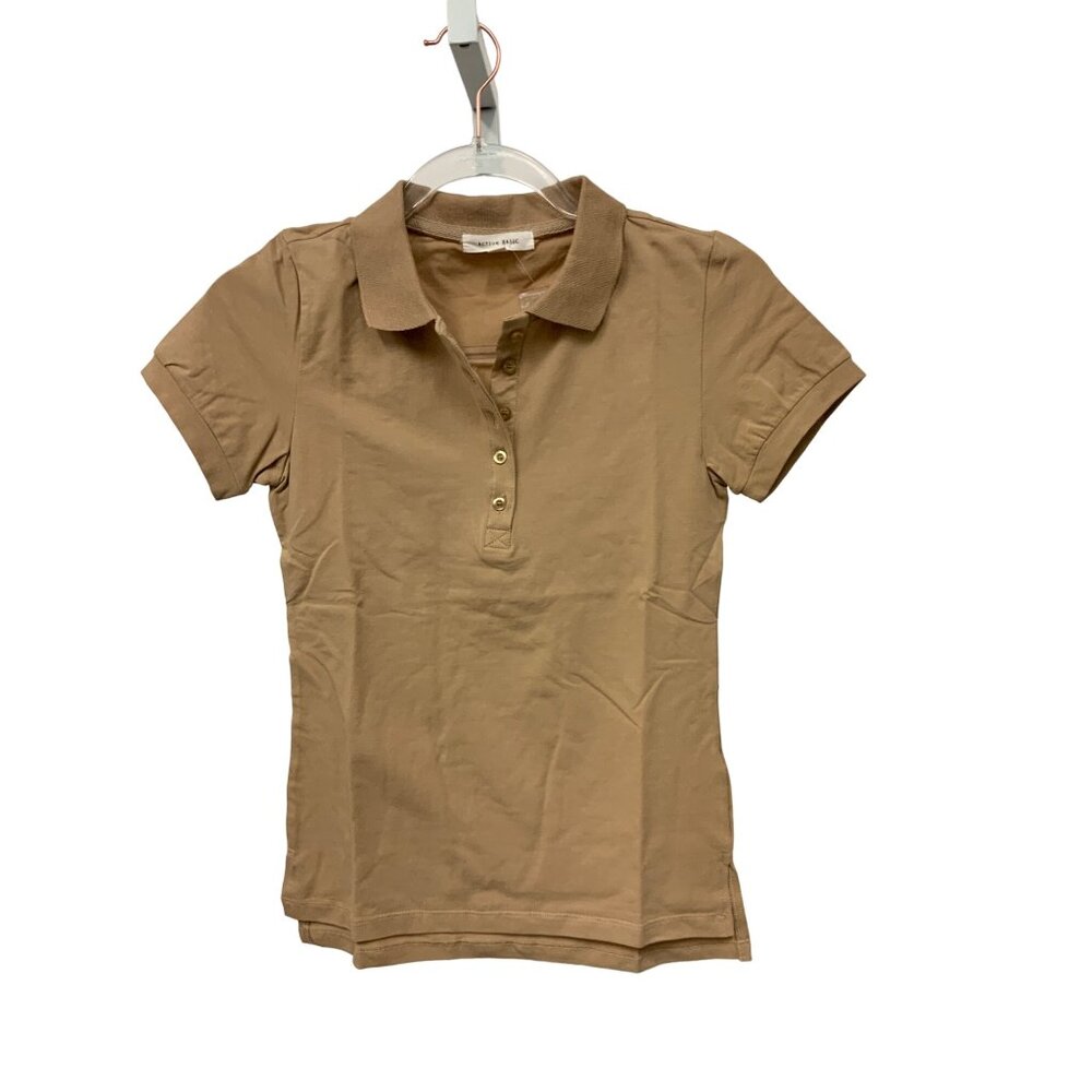 Active Basic Women's Polo Shirt Short Sleeve Button-Up Cotton Blend